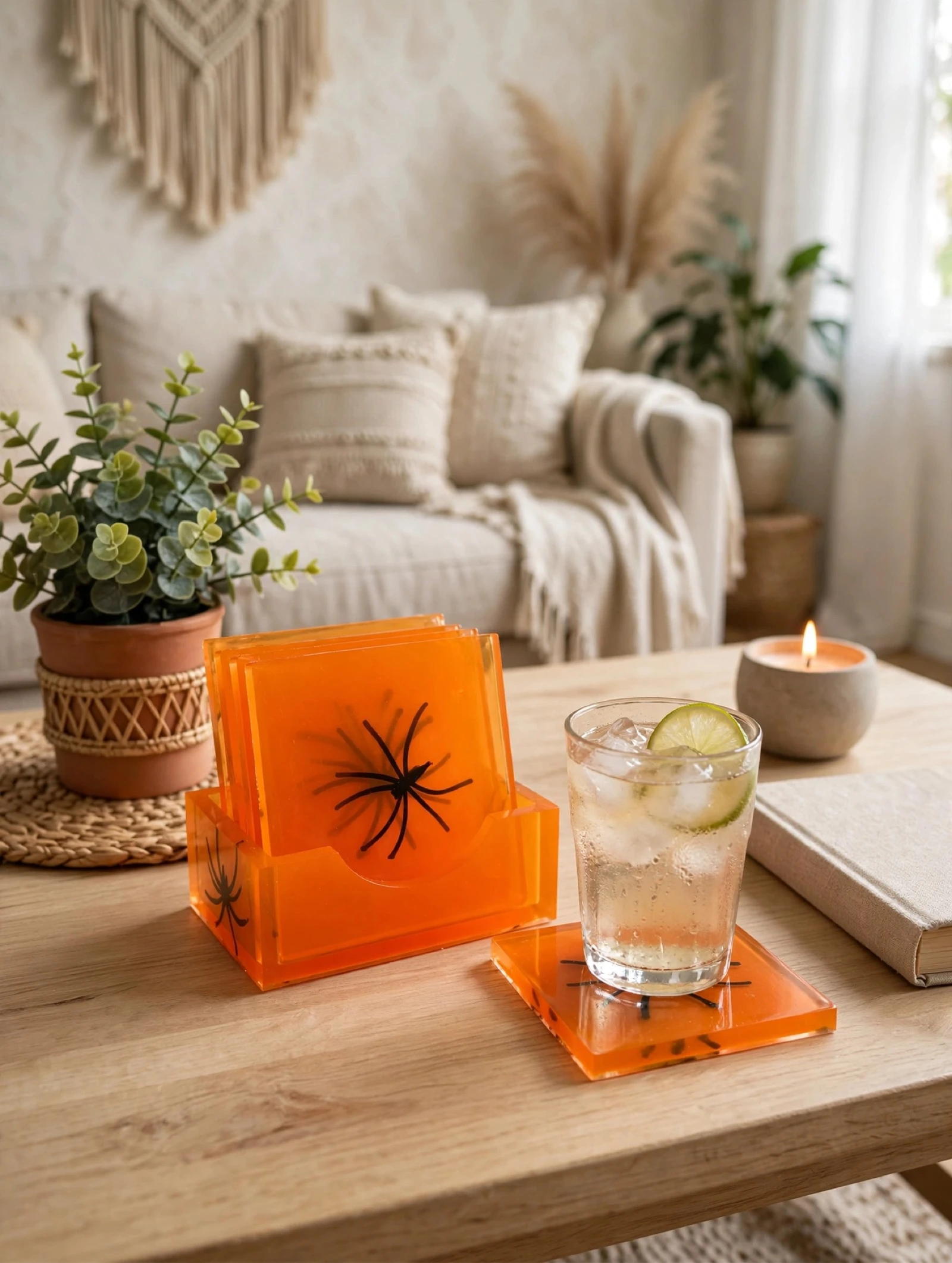 Lot de 4 dessous de verre et son rangement 